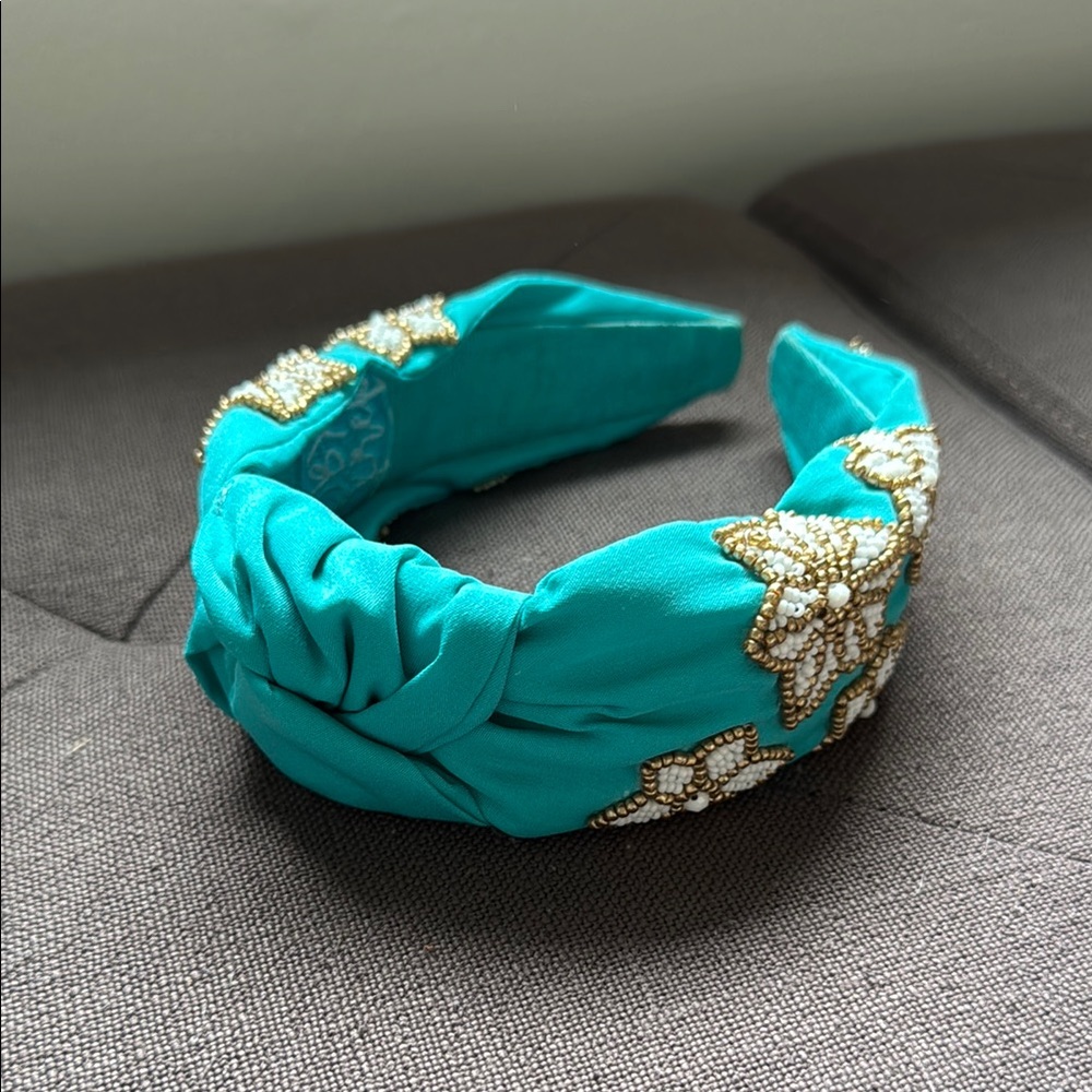 Teal Seed Bead Topknot Headband